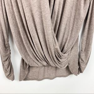 Max Studio Faux Wrap Front L/S, Size XS, Tan
